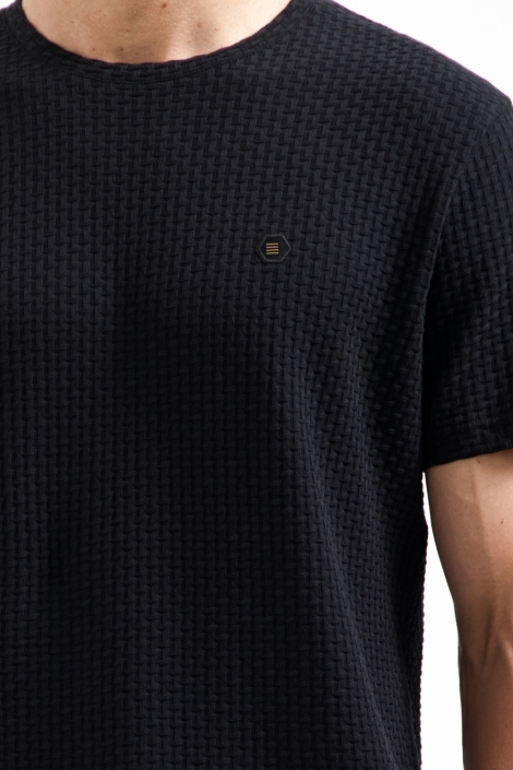 NO-EXCESS t-shirt crewneck relief jacquard bl